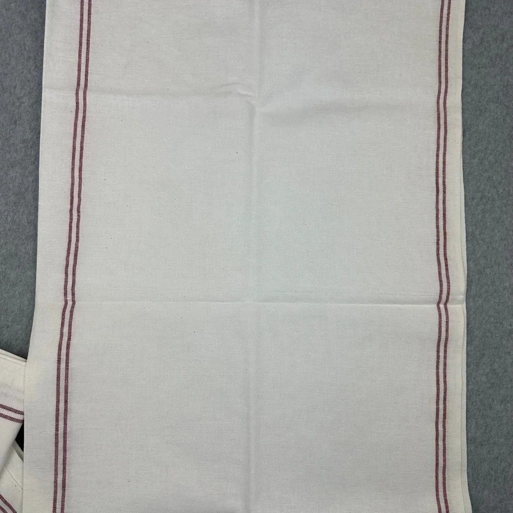 7PC Vtg Linen Farmhouse Tablecloths Bread Cloths Red Stripe 32x34 French Country